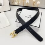DOUBLE C BELT 30MM IN BLACK CALFSKIN WITH SHINY GOLD BUCKLE - Image 3