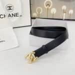 DOUBLE C BELT 30MM IN BLACK CALFSKIN WITH SHINY GOLD BUCKLE - Image 10