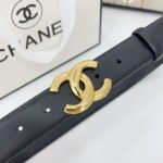 DOUBLE C BELT 30MM IN BLACK CALFSKIN WITH SHINY GOLD BUCKLE - Image 6