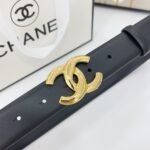 DOUBLE C BELT 30MM IN BLACK CALFSKIN WITH SHINY GOLD BUCKLE - Image 12