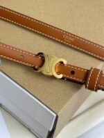 MINI TRIOMPHE BELT 13 MM BRONZE BROWN LEATHER GOLD HARDWARE - Image 9
