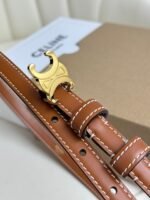 MINI TRIOMPHE BELT 13 MM BRONZE BROWN LEATHER GOLD HARDWARE - Image 16
