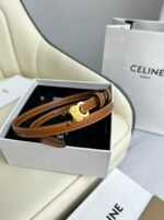 MINI TRIOMPHE BELT 13 MM BRONZE BROWN LEATHER GOLD HARDWARE - Image 11