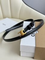MINI TRIOMPHE BELT 13 MM BLACK LEATHER GOLD HARDWARE - Image 2