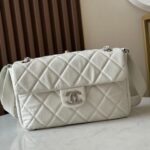 CHANEL 25S SHOULDER BAG 40 IN WHITE CAVIAR WITH SILVER HARDWARE - Image 10