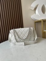 CHANEL 25S SHOULDER BAG 40 IN WHITE CAVIAR WITH SILVER HARDWARE - Image 15