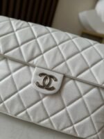 CHANEL 25S SHOULDER BAG 34 IN WHITE CAVIAR WITH SILVER HARDWARE - Image 14