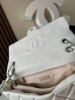 CHANEL 25S SHOULDER BAG 34 IN WHITE CAVIAR WITH SILVER HARDWARE - Image 7