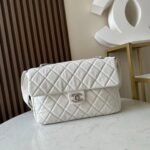 CHANEL 25S SHOULDER BAG 34 IN WHITE CAVIAR WITH SILVER HARDWARE - Image 10