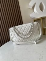 CHANEL 25S SHOULDER BAG 34 IN WHITE CAVIAR WITH SILVER HARDWARE - Image 17