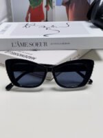 CAT EYE SUNGLASSES 632701 IN BLACK ACETATE EMBOSSED PEARL - Image 16