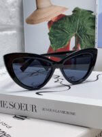 GLIMPSE CAT EYE SUNGLASSES 555886 IN BLACK ACETATE - Image 2