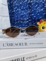 LOGO SUNGLASSES 560865 IN HAVANA ACETATE GOLD METAL BROWN LENS - Image 4