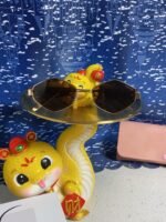 LOGO SUNGLASSES 560865 IN HAVANA ACETATE GOLD METAL BROWN LENS - Image 18