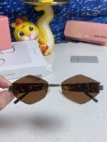 LOGO SUNGLASSES 560865 IN HAVANA ACETATE GOLD METAL BROWN LENS - Image 9