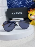CAT EYE SUNGLASSES 641936 IN GOLD METAL BLACK LENSES - Image 4