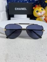 CAT EYE SUNGLASSES 641936 IN GOLD METAL BLACK LENSES - Image 3