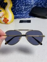CAT EYE SUNGLASSES 641936 IN GOLD METAL BLACK LENSES - Image 15