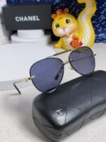 CAT EYE SUNGLASSES 641936 IN GOLD METAL BLACK LENSES - Image 11