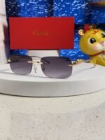 PANTHÈRE RIMLESS RECTANGULAR FRAME SUNGLASSES 531822 IN METAL - Image 15