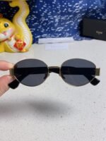 TRIOMPHE SUNGLASS 538532 IN BLACK ACETATE GOLD METAL - Image 7
