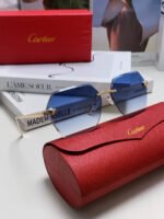 PANTHÈRE RIMLESS GEOMETRIC FRAME SUNGLASSES  539743 IN METAL - Image 23