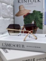 PANTHÈRE RIMLESS GEOMETRIC FRAME SUNGLASSES  539743 IN METAL - Image 18