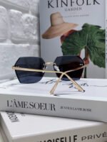 PANTHÈRE RIMLESS GEOMETRIC FRAME SUNGLASSES  539743 IN METAL - Image 7