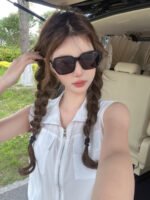 SQUARE SUNGLASSES 638932 IN BLACK ACETATE - Image 10