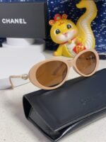 OVAL SUNGLASSES 640341 IN NUDE ACETATE METAL FRAME - Image 2
