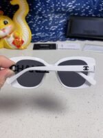 BUTTERFLY SUNGLASSES 641813 IN WHITE ACETATE BLACK METAL LOGO - Image 14