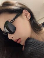 BUTTERFLY SUNGLASSES 641817 IN ACETATE BLACK METAL LOGO - Image 20