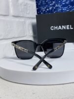 SQUARE SUNGLASSES 632032 IN BLACK ACETATE SILVER METAL - Image 9