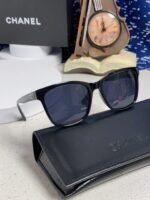 SQUARE SUNGLASSES 3392 IN BLACK ACETATE BLACK LENSES - Image 6