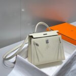 KELLY 25CM IN NATA EPSOM CALFSKIN SILVER HARDWARE - Image 3