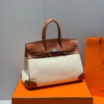 HM BIRKIN 35CM IN VEAU BARENIA SWIFT CALFSKIN ERCU TOILE CANVAS - Image 10