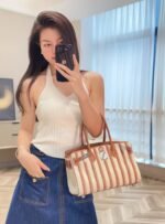 BIRKIN SHOULDER 29 IN GOLD CALFSKIN ÉCRU/BEIGE/FAUVE/ROSE POP/NOIR EMBROIDERY CANVAS - Image 12