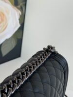 CHANEL BOY 25S 25 CM IN BLACK LAMBSKIN - Image 5