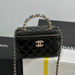 VANITY CASE 18 IN BLACK SHINY LAMBSKIN WITH PEARL HANDLE - Image 10