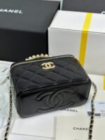 VANITY CASE 18 IN BLACK SHINY LAMBSKIN WITH PEARL HANDLE - Image 14
