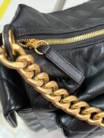QUILTED HOBO CARGO BAG 31 IN BLACK CALFSKIN GOLD CHAIN - Image 6