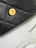 QUILTED HOBO CARGO BAG 31 IN BLACK CALFSKIN GOLD CHAIN - Image 7