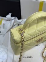 STRASS VANITY QUILTED CASE 19 IN YELLOW CALFSKIN WITH GOLD METALLIC - Image 2