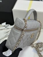 STRASS VANITY QUILTED CASE 19 IN GREY CALFSKIN WITH GOLD METALLIC - Image 3
