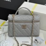STRASS VANITY QUILTED CASE 19 IN GREY CALFSKIN WITH GOLD METALLIC - Image 10