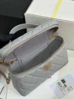 STRASS VANITY QUILTED CASE 19 IN GREY CALFSKIN WITH GOLD METALLIC - Image 13