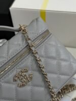 STRASS VANITY QUILTED CASE 19 IN GREY CALFSKIN WITH GOLD METALLIC - Image 15