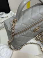 STRASS VANITY QUILTED CASE 19 IN GREY CALFSKIN WITH GOLD METALLIC - Image 9