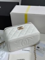 VANITY CASE 17 CRYSTAL STUDDED LOGO IN WHITE CALFSKIN GOLD HARDWARE - Image 13