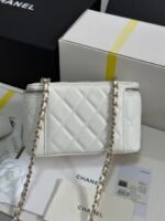 VANITY CASE 17 CRYSTAL STUDDED LOGO IN WHITE CALFSKIN GOLD HARDWARE - Image 6